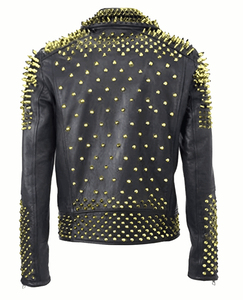 Veste en cuir cloutée longue et fine de style rock punk vintage pour homme, motif écossais, réversible, écologique, imperméable et coupe-vent - Product Image 4