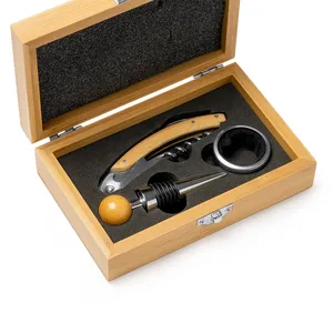 Juego de Servicio de Bebidas Personalizado de Acero Inoxidable y Bambú, Accesorios para Vino - Product Image 2