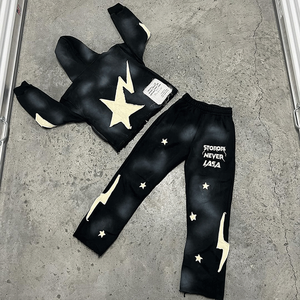 ชุดวิ่งออกกำลังกายสำหรับผู้ชายชุดวอร์ม2ชิ้นกางเกงกีฬาขนแกะและฮู้ดสำหรับฤดูหนาว - Product Image 6