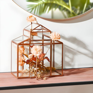 Vente chaude Design Rectangulaire Verre et Métal Porte-Lumière À La Main pour La Maison Jardin Décorations De Mariage - Product Image 5