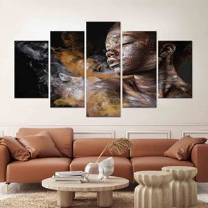 Art mural en verre trempé Femme Africaine : Décoration sur toile, 5Pmix Toile encadrée - Product Image 1