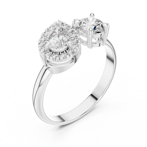 แหวนเพชรทรงลูกแพร์สำหรับผู้หญิง TOI ET MOI ชุดแหวนเพชรเพาะเลี้ยง 18KT ทองคำขาว ชุบโรเดียม รับรองโดย IGI เหมาะสำหรับเป็นของขวัญวาเลนไทน์ - Product Image 1