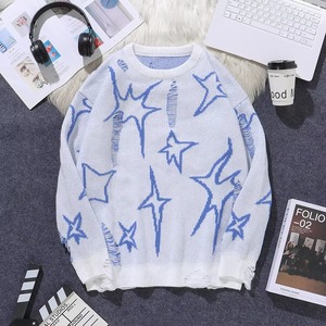 White Blue Star Men Sweaters Factory Price Dovfanny Custom Embroidery O-Neck Long Sleeve Street Style Men's Sweater <b>Boy</b> Daily - Product Image 6
