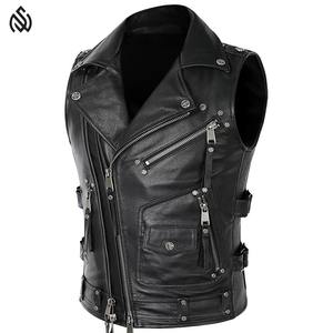 Tasa de venta completa Buen material Chaleco de cuero de moto Chaleco transpirable de cuero OEM para hombres 2025 - Product Image 2