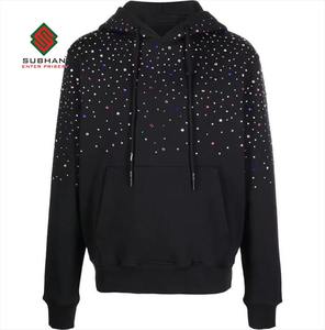 <b>Black</b> Rhinestone Hoodie Unisex Crystal Studded Pullover <b>Sweatshirt</b> 100% Cotton Winter Waterproof Breathable Sparkly - Product Image 1