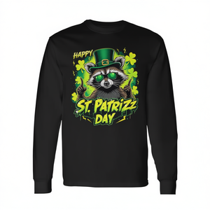 Camiseta de Manga Larga con Estampado Digital de Mapache para el Día de San Patricio, Unisex, Cuello Redondo, Promocional para Adultos - Product Image 2