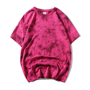 T-shirt unisexe Tie Dye 100% coton style Hip Hop col rond coupe ample hauts oversize pour hommes - Product Image 5