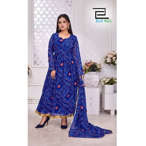 Robe traditionnelle prête à porter en georgette pure lourde avec dentelle imprimée et doublure, idéale pour les mariages indiens et pakistanais, collection Maruti Fashion - Product Image 1