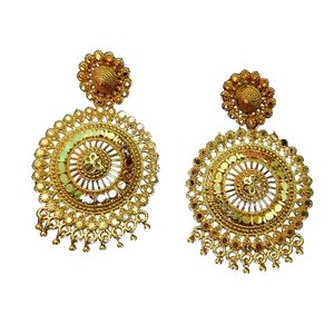 ชุดต่างหูพร้อมดีไซน์แบบดั้งเดิม22CT ต่างหูชุบทองแบบ Jhumka เครื่องประดับสำหรับผู้หญิงที่สวมใส่โดยผู้ส่งออก - Product Image 1