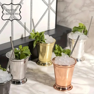 Los más vendidos Mint Julep Cup 100% Pure Copper Tumbler Bar Accesorios 500ml Capacidad Tazas de vidrio personalizadas Material inoxidable - Product Image 6
