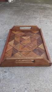 APPORTER UN PLATEAU DE SERVICE ROND EN BOIS PERSONNALISÉ pour la cuisine, la maison ou l'hôtel Style classique pour la fête ou le service alimentaire - Product Image 5