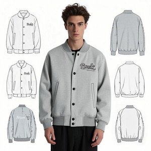 Vestes universitaires unisexes Veste de baseball Letterman à la mode avec corps en laine Manches en cuir Vêtements d'équipe personnalisés Vente en gros - Product Image 3