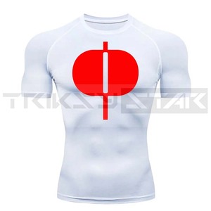T-shirt de gymnastique d'été pour hommes Compression Ringer Sports Shirt Short Sleeve Running Top Quick Dry 100% Cotton Sporty Sun Protection - Product Image 1