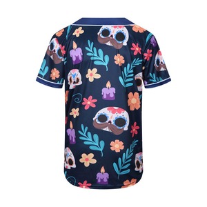 Camiseta de béisbol con estampado floral digital, camiseta de béisbol con botones y cuello redondo totalmente sublimada, fabricante de Pakistán - Product Image 4