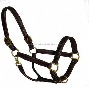 Équipement d'équitation de qualité d'exportation de haute finition fait à la main licou en cuir durable rembourré doux avec accessoires en laiton massif - Product Image 6