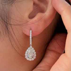 Envío Rápido desde Almacén en EE. UU., Pendientes de Plata de Ley Chapados en Oro de 14K, Joyería Hip Hop, con Incrustaciones de Diamantes VVS en Forma de Pera - Product Image 2