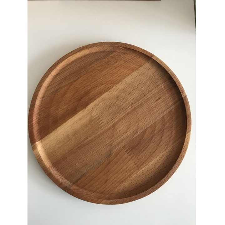 Home Serving Handmade Restaurant Eco Friendly Round Acacia Wood Food Snack Canape Wooden Plate for Steak Dessert Cake