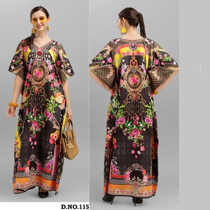 ผ้าเครปโพลีเอสเตอร์ใส่สบายสำหรับผู้หญิงสไตล์แอฟริกันคาฟตันใส่ทำงานทำจากหินขนาดฟรีไซส์จากอินเดีย - Product Image 1