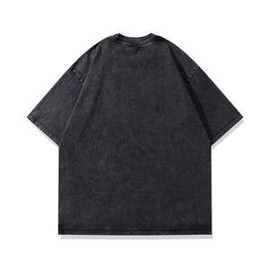 T-shirt pour homme en jersey épais coupe boxy noir uni style de rue hip hop décontracté col rond manches courtes avec logo imprimé numériquement - Product Image 2