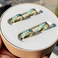 Bague en zircon turquoise pour femme, design élégant à bande ouverte, bijoux de mode boutique, stock disponible, vente en gros, approvisionnement en vrac