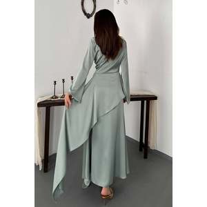 Vestido de Satén Yandan Baglamali Color Menta - Menta - Product Image 5
