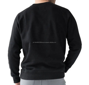 Venta al por mayor negro liso personalizado Sudadera de cuello redondo 100% algodón polar pulóver de gran tamaño americano manga raglán sudadera en blanco - Product Image 4