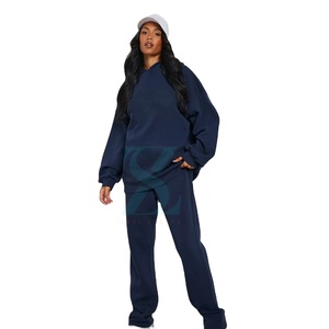Ensemble de pantalons de survêtement à capuche en molleton respirant pour femmes unisexe grande taille avec logo imprimé à motif solide Service OEM disponible - Product Image 1