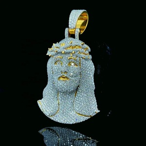 Último personalizado VVS D Moissanite diamante 925 plata esterlina Jesús colgante chapado en oro Iced Out - Product Image 5