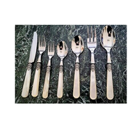 Ensemble de couverts fourchette en acier miroir personnalisé cuillère avec manche en os de corne mariage voyage miroir vernis couteau fourchette cuillère ensemble de couverts