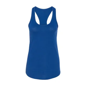 Nueva venta al por mayor barato nuevo liso azul Crop Top mujer verano sin mangas acanalado Crop Tank Top para damas personalizado camisola azul