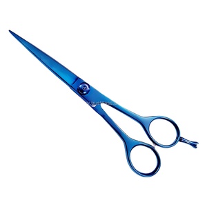 Tijeras de Peluquería Profesionales de Plasma Azul con Mango Elegante para Diestros, Hoja Afilada de Acero Inoxidable Recta 4Cr13 - Product Image 1