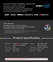 [AITC] KINGSMAN GAMING RAM DDR4 3200MHz 16 Go RGB blanche pour PC de jeu