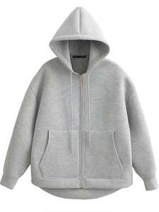 Sweat-shirts à capuche zippés personnalisés par le fabricant, en polaire respirante, décontractés, coupe oversize et courte, pour femmes - Product Image 6
