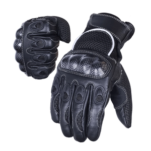 Unisex Negro Verano Nudillo Perforado Invierno Cuero Malla Guantes Personalizado Auto Racing Motocicleta Desgaste - Product Image 2