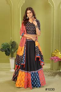 Lehenga choli ชุดเสื้อผ้าฝ้ายผ้าเรยอนขนาดใหญ่พร้อมงานพิมพ์ดิจิตอล - Product Image 2