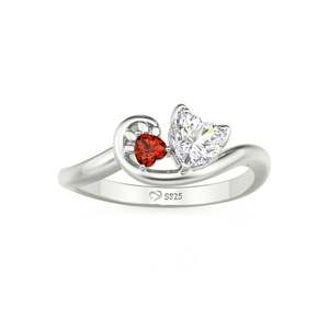 Jeulia Sterling Silver <b>Cat</b> Heart <b>Ring</b> with Garnet Rhodium Plated Bezel Setting - Product Image 3