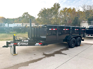 Heavy 7x16 Gorilla Telescopic IBeam Dump Trailer with 3ft <b>Sides</b> (2) 7K Axles 14k GVWR - Product Image 4