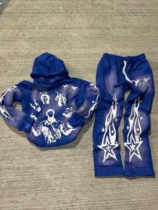 Ensemble de sweats à capuche pour hommes, vintage, délavés, pour femmes, survêtement en éponge française 100% coton, survêtement vieilli délavé à l'acide - Product Image 5