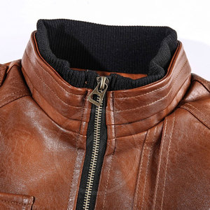 Veste en cuir de vêtements pour hommes, veste en cuir nouvelle mode, veste en cuir coupe-vent pour hommes, vente en ligne - Product Image 2