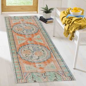 Alfombra Turca Abstracta con Diseño de Rosas: Diseño Vintage en Naranja Suave, Alfombra de Chenilla - Product Image 4