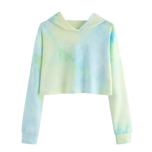 Sweats à capuche courts pour femmes de haute qualité avec manches longues décontracté Tie Dye Style Logo avant printemps saison col à capuche expédition DDP - Product Image 3