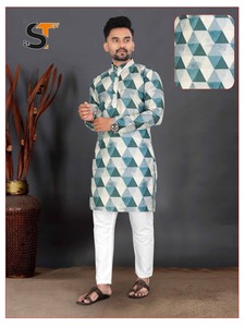 Conjunto de pijama de algodón de la mejor calidad para hombre, ropa tradicional india, de seda, con Secuencia - Product Image 2