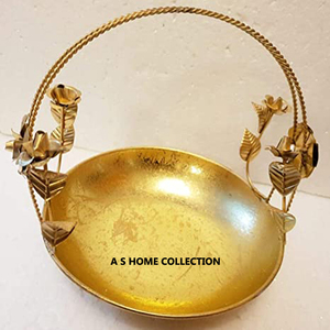 Ensembles de 2 paniers de rangement en métal et en bois de la plus grande qualité de forme ronde avec poignée latérale pour la décoration intérieure polyvalente - Product Image 4