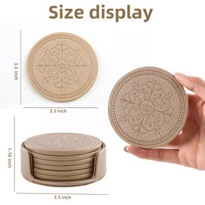 Eco-Friendly Leather Coasters Custom Design Durable Waterproof Bulk Order For Hotels - Product Image 3