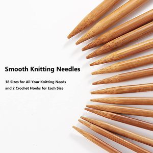 14" Extra Long Bamboo Knitting Needles Set 18 Pairs Smooth, Splinter Free Single Pointed 36 Pcs 18 Sizes: 2mm-10mm - Product Image 3