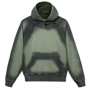 ชุดวอร์มสีแอซิดใช้ได้ทั้งชายและหญิงเสื้อมีฮู้ดลายแสงแดดสไตล์วินเทจ500gsm boxy พอดีกับสตรีทจ็อกเกอร์โอเวอร์ไซส์โลโก้ขนแกะ - Product Image 5