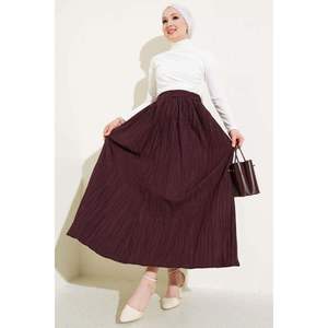<b>Elastic</b> <b>Waist</b> Pleated Crinkle <b>Skirt</b> Bitter Brown - Product Image 1