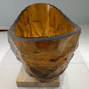 Vasca da Bagno Freestanding in Resina di Pietra dal Design Moderno, Superficie Solida Rosso Rubino di Lusso per Ville e <span class=keywords><strong>Bagni</strong></span> di Hotel - Product Image 5