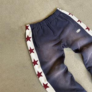 Custom Men's <b>Sun</b> Faded Wash Flared Sweatpants 100% Cotton Wide Leg Jogger Side Pocket Baggy Streetwear - Product Image 6