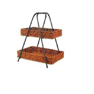 ตะกร้าหวายลวดเหล็กพร้อมหวาย3ชั้นตะกร้าเก็บอาหารผลไม้ตกแต่งบ้านครัวสไตล์ที่เป็นเอกลักษณ์ - Product Image 5